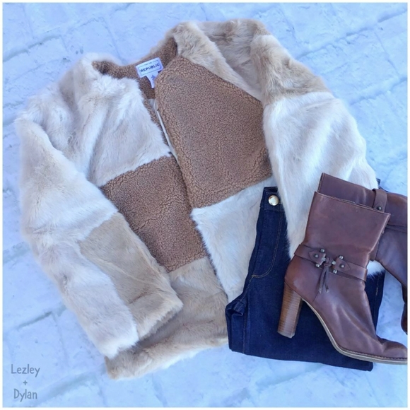 FOR THE REPUBLIC Chic Faux Mixed Fur Jacket Coat - Picture 12 of 12